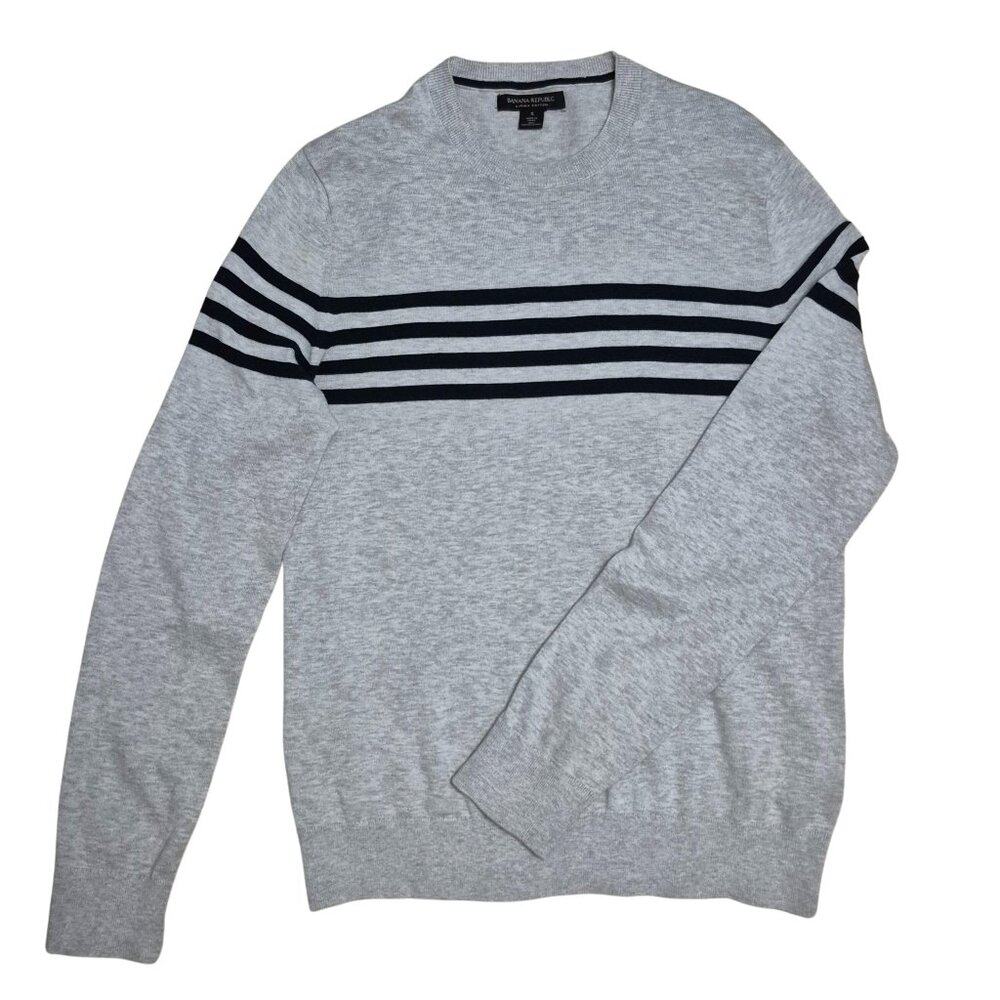 Banana Republic Supina Cotton Sweater Crew Neck Long Sleeve Stripes